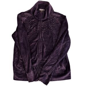 Laura Scott Studded Faux Fur Purple Jacket Size M